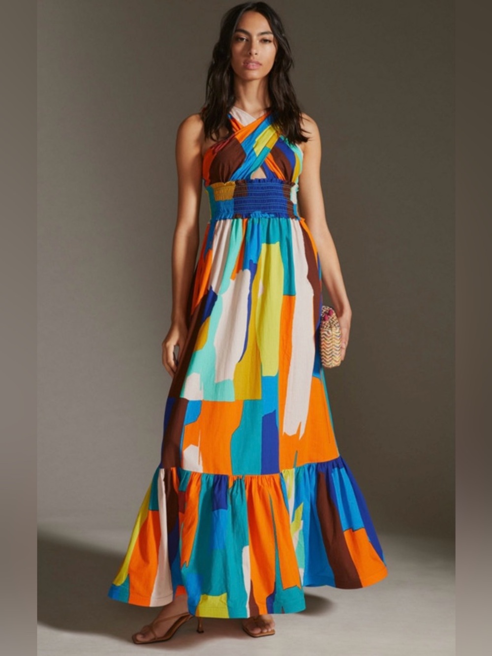 Anthropologie Plenty by Tracy Reese Printed Halter Maxi Dress